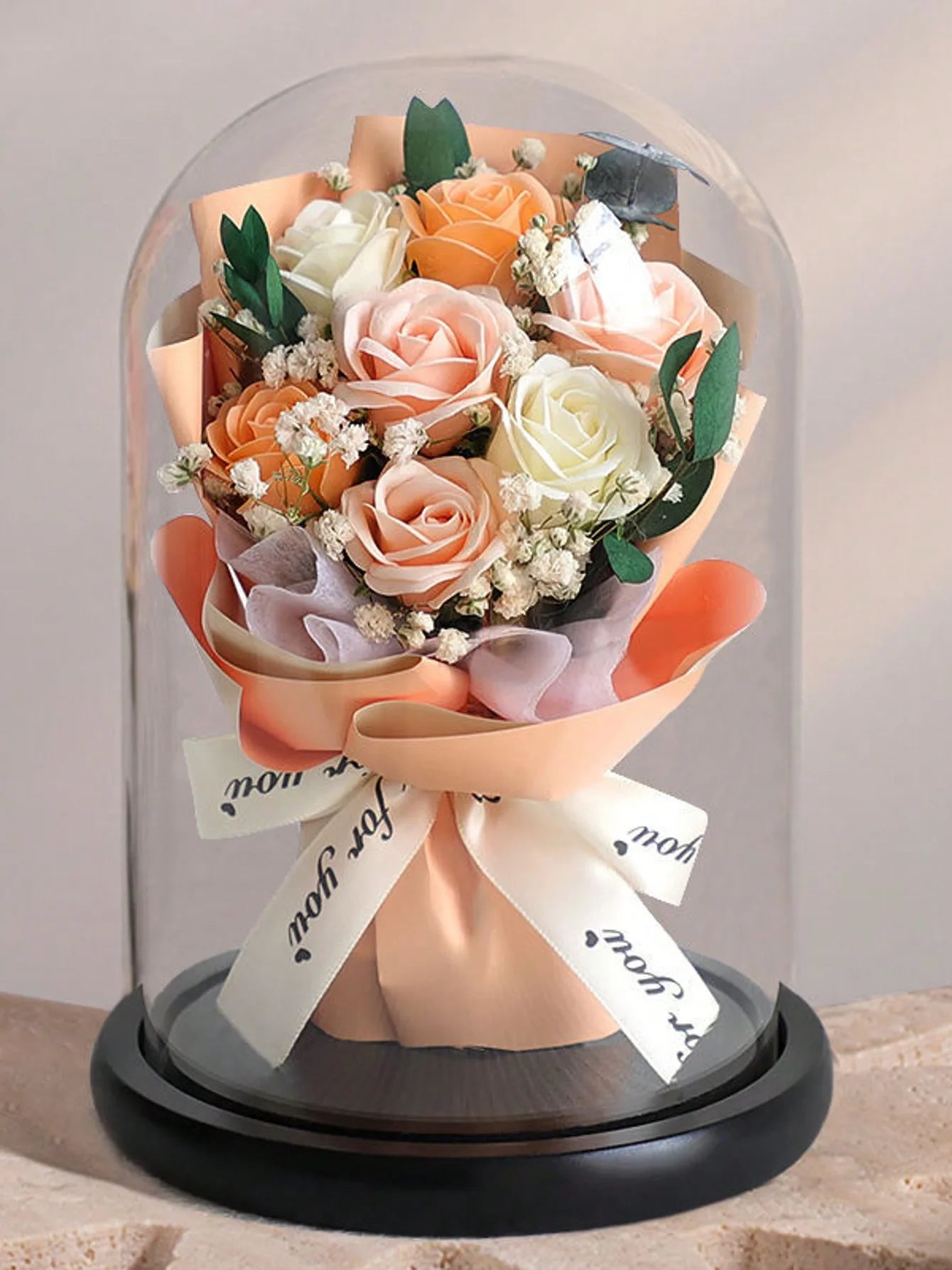 Real Rose in Glass Dome for Lovers