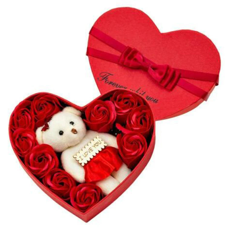 Box Bear Flower Rose Long-Lasting Fragrance Without Fading Best Gift For Christmas Valentine's Day