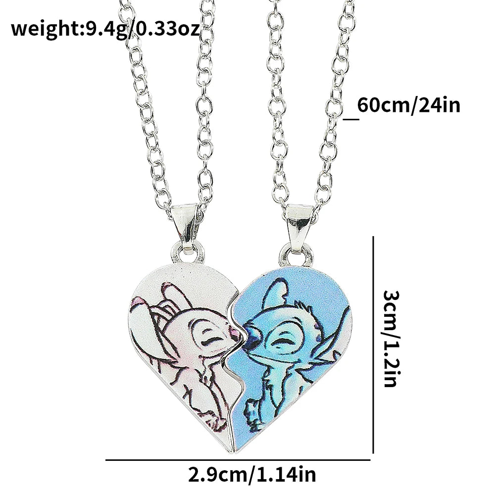 Disney-Stitch Heart Necklace for Lovers