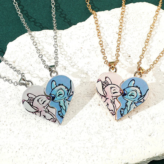 Disney-Stitch Heart Necklace for Lovers