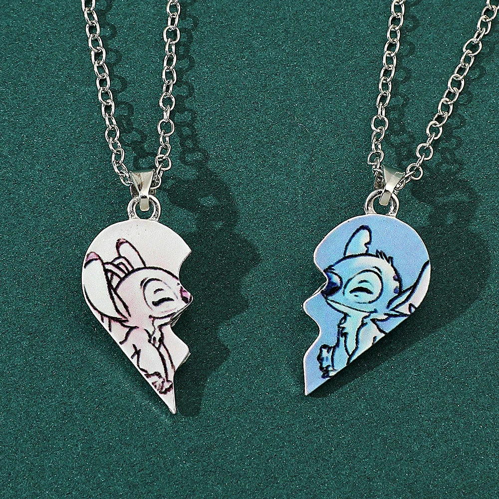 Disney-Stitch Heart Necklace for Lovers