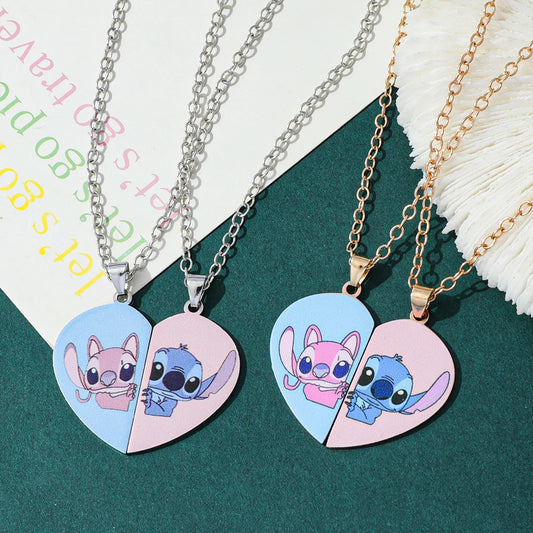 Disney-Stitch Heart Necklace for Lovers