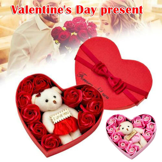 Box Bear Flower Rose Long-Lasting Fragrance Without Fading Best Gift For Christmas Valentine's Day