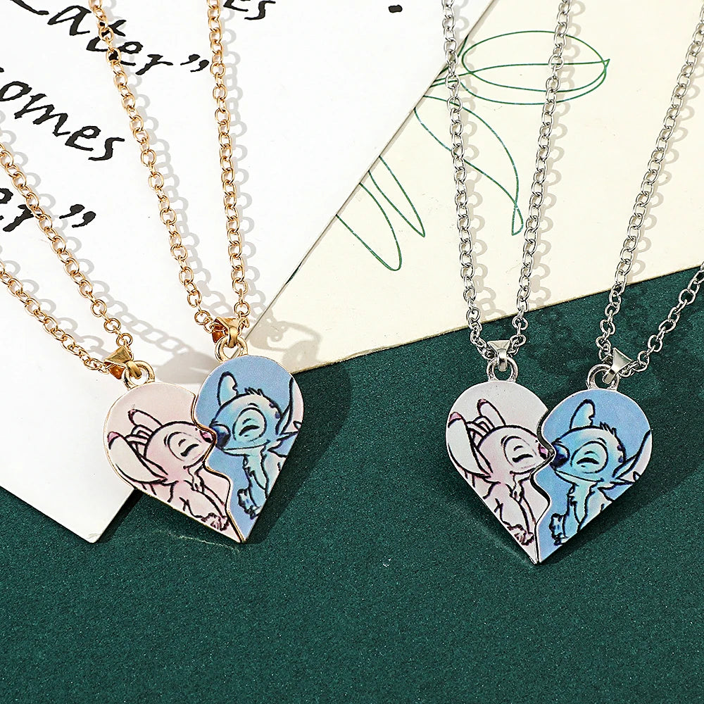 Disney-Stitch Heart Necklace for Lovers